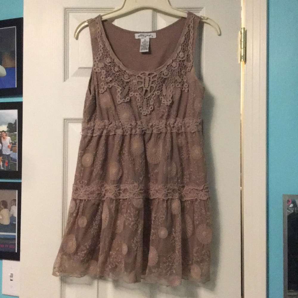 Tan floral lace shirt